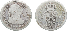 Spain Kingdom 1779 M PJ ½ Real - Carlos III (portrait) Silver (.813) Madrid Mint 1.36g VF KM 410.1
