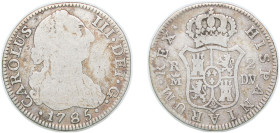 Spain Kingdom 1785 M JD 2 Reales - Carlos III (2nd type) Silver (.813) Madrid Mint 5.51g VF KM 412.1