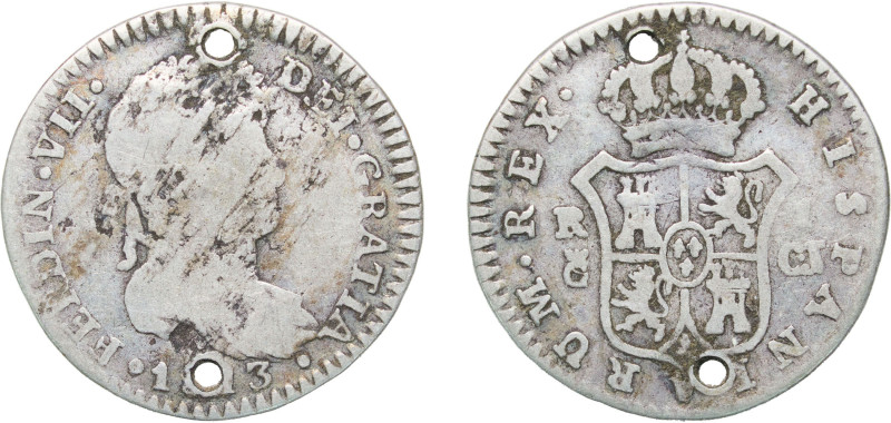 Spain Kingdom 1813 C CJ 1 Real - Fernando VII Silver (.812) Cádiz Mint 2.81g VF ...