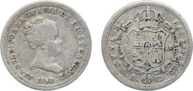 Spain Kingdom 1838 M CL 1 Real - Isabel II (1st portrait) Silver (.812) Madrid Mint 1.42g VF KM 518.1
