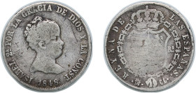 Spain Kingdom 1848 M CL 4 Reales - Isabel II (CONST) Silver (.812) Madrid Mint 5g CD KM 519.2