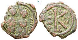 Justin II and Sophia AD 565-578. Constantinople. Half Follis or 20 Nummi Æ