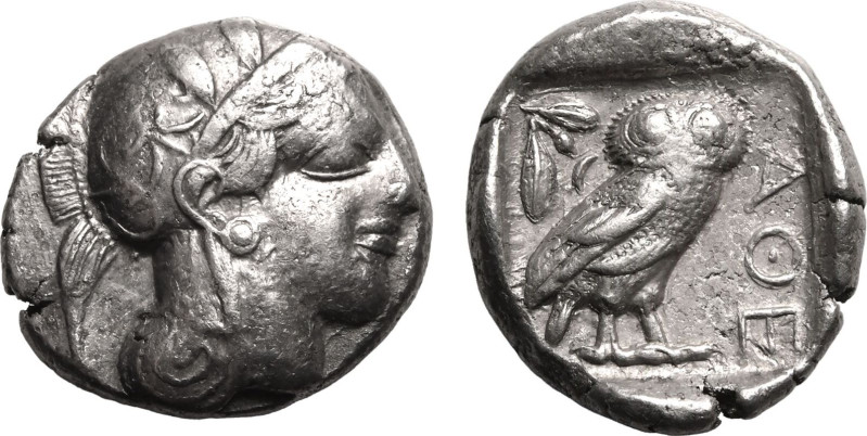 ANCIENT GREECE. ATTICA, ATHENS. 
Silver tetradrachm, circa 440-404 BC. 
Mid-ma...