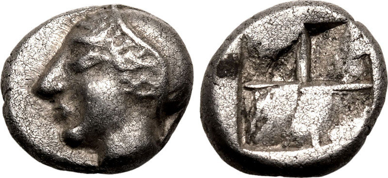 ANCIENT GREECE. IONIA, PHOKAIA. 
Silver diobol, circa 521-478 BC. 
Obv: archai...