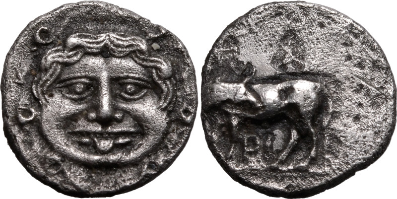 ANCIENT GREECE. MYSIA, PARION. 
Silver hemidrachm, 4th century BC. 
Obv: bull ...