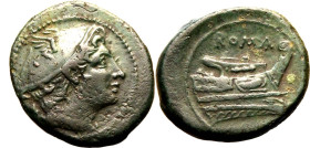 Roman Republic & Imperatorial 217-215 BC Æ Semuncia About Very Fine; attractive dark green patina