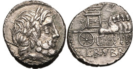 Roman Republic & Imperatorial L. Rubrius Dossenus 87 BC AR Denarius Very Fine; having golden highlights