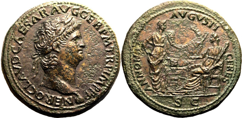 ROMAN EMPIRE. Nero. 
Bronze sestertius, AD 64. Lugdunum. 
Obv: NERO CLAVD CAES...