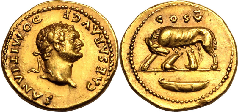 ROMAN EMPIRE. Domitian (Caesar). 
Gold aureus, AD 77-78. Rome. 
Obv: CAESAR AV...