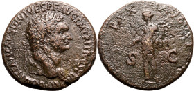 Roman Empire Domitian AD 81 Æ Sestertius Very Fine; areas of corrosion, cleaned