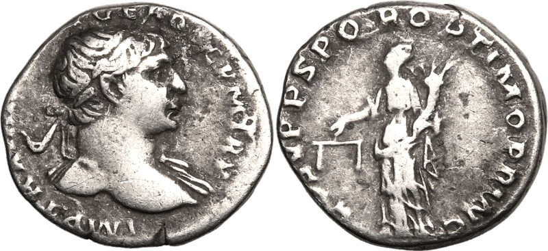 ROMAN EMPIRE. Trajan. 
Silver denarius, AD 108-109. Rome. 
Obv: IMP TRAIANO AV...