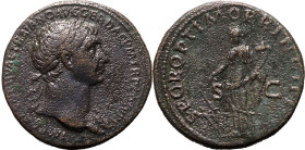 Roman Empire Trajan AD 108-110 Æ Sestertius About Very Fine; rough surfaces