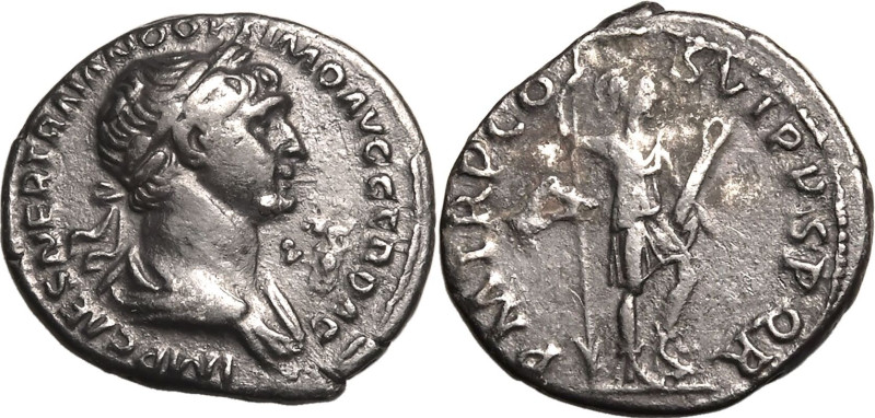 ROMAN EMPIRE. Trajan. 
Silver denarius, AD 114-116. Rome. 
Obv: IMP CAES NER T...