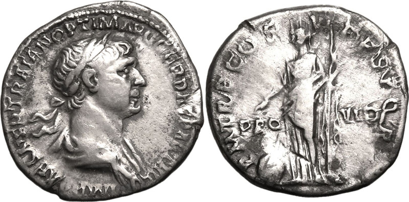 ROMAN EMPIRE. Trajan. 
Silver denarius, AD 116-117. 
Obv: IMP CAES NER TRAIAN ...