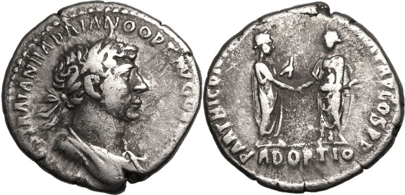 ROMAN EMPIRE. Hadrian. 
Silver denarius, AD 117. Rome. 
Obv: IMP CAES TRAIAN H...