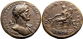 Roman Empire Hadrian AD 118 Æ Sestertius Good Very Fine; light smoothing, wonderful mottled patina