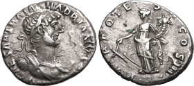 Roman Empire Hadrian AD 119 AR Denarius Good very fine; an attractive example of a very rare type with an interesting portrait