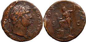 Roman Empire Hadrian AD 125-127 Æ Sestertius Very Fine; damaged edge from 9-12h