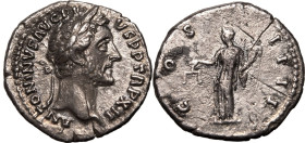 Roman Empire Antoninus Pius AD 148-149 AR Denarius Extremely Fine; flan crack, well-detailed, light cabinet tone