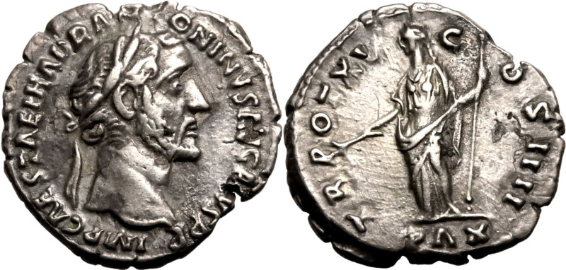 ROMAN EMPIRE. Antoninus Pius. 
Silver denarius, AD 151-152. Rome. 
Obv: IMP CA...