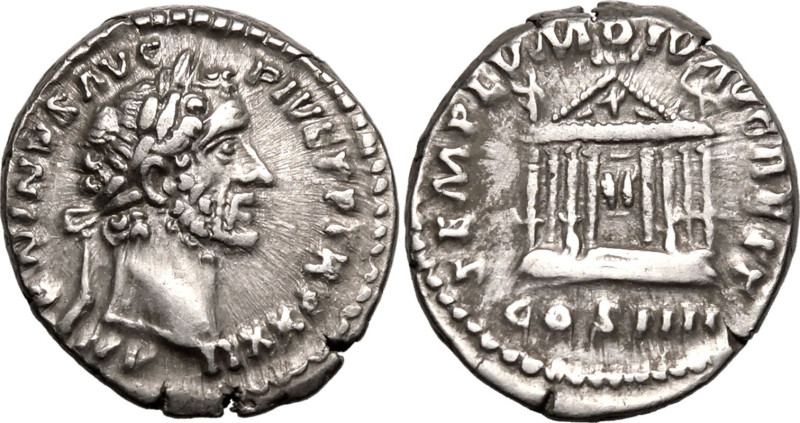 ROMAN EMPIRE. Antoninus Pius. 
Silver denarius, AD 158-159. Rome. 
Obv: ANTONI...