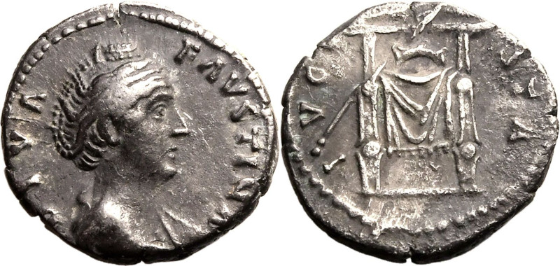 ROMAN EMPIRE. Diva Faustina I (wife of Antoninus Pius). 
Silver denarius, AD 14...