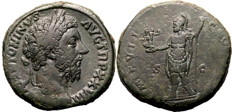 ROMAN EMPIRE. Marcus Aurelius. 
Bronze sestertius, AD 174. Rome. 
Obv: M ANTON...