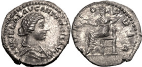 Roman Empire Lucilla (daughter of Marcus Aurelius) AD 161-163 AR Denarius Good Very Fine; rev. struck from worn die, nicely toned