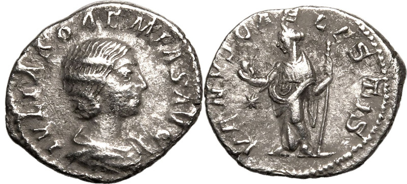 ROMAN EMPIRE. Julia Soaemias (mother of Elagabalus). 
Silver denarius, AD 218-2...