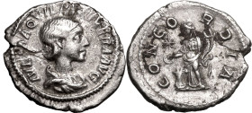 Roman Empire Aquilia Severa (wife of Elagabalus) AD 220-222 AR Denarius Extremely fine