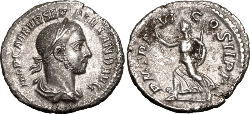 ROMAN EMPIRE. Severus Alexander. 
Silver denarius, AD 227. Rome. 
Obv: IMP C M...