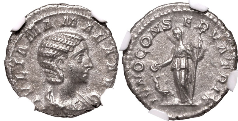 ROMAN EMPIRE. Julia Mamaea (mother of Severus Alexander). 
Silver denarius, AD ...