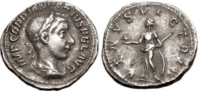 Roman Empire Gordian III AD 241 AR Denarius Near Extremely Fine