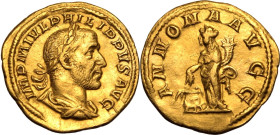 Roman Empire Philip I AD 246 AV Aureus About Extremely Fine