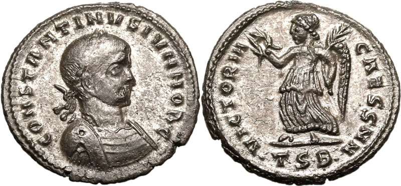 ROMAN EMPIRE. Constantine II (Caesar). 
Billon nummus, AD 319. Thessalonica. 
...