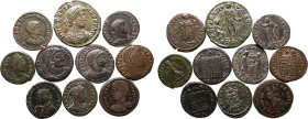 Roman Empire Various Emperors 3rd-4th centuries AD Billon/Bronze 10 x BI/AE Denominations Very Fine - About Extremely Fine