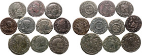 Roman Empire Various Emperors 3rd-4th centuries AD Billon/Bronze 10 x BI/AE Denominations Very Fine - About Extremely Fine