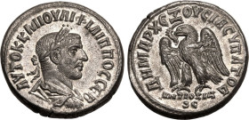 Roman Provincial: Seleucis and Pieria, Antioch Philip I dated RY 4 = AD 248 BI Tetradrachm Good Extremely Fine; a tremendous example, almost fully sil...