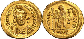 Byzantine Empire Justin I AD 519-527 AV Solidus Good Extremely Fine; minor graffiti to obv., well-centred and lustrous