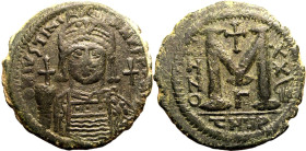 Byzantine Empire Justinian I dated RY 20 = AD 546/7 Æ 40 Nummi Very Fine