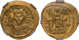 Byzantine Empire Phocas AD 607-610 AV Solidus NGC MS Strike: 5/5 Surface: 3/5, slight bend
