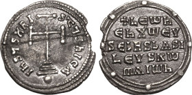 Byzantine Empire Leo VI 'the Wise' AD 886-908 AR Miliaresion Good Very Fine; chipped edge, attractive deep old cabinet tone with iridescent highlights
