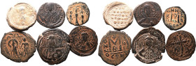 Byzantine Empire Various Rulers 6th-12th centuries AD Bronze/Lead 6 x AE/PB Denominations About Very Fine - Very Fine