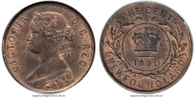 Newfoundland. Victoria "Round 0, Low Date" Cent 1880 MS64 Red and Brown PCGS, London mint, KM1. Round 0, Low date (R0L0) variety. The much scarcer var...