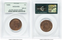 Newfoundland. Victoria Cent 1885 MS64 Red and Brown PCGS, London mint, KM1. A near-Gem selection with woodgrain patina and scintillas of underlying mi...