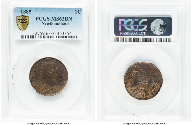 Newfoundland. Victoria Cent 1885 MS63 Brown PCGS, London mint, KM1. The key date...