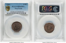 Nova Scotia. Victoria 1/2 Cent 1861 MS65 Brown PCGS, London mint, KM7. An attractive, milk chocolate Gem representative from this maritime province. F...