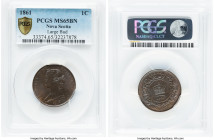 Nova Scotia. Victoria 1861 MS65 Brown PCGS, London mint, KM8.1. Large bud variety. A beautifully patinated Gem with attractive luminosity to surfaces....