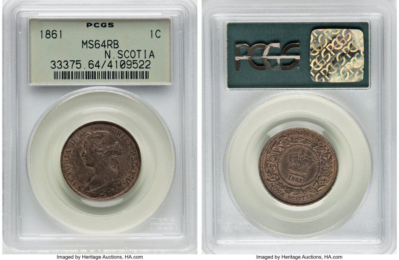 Nova Scotia. Victoria Cent 1861 MS64 Red and Brown PCGS, London mint, KM8.1. Lar...