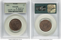 Nova Scotia. Victoria Cent 1861 MS64 Red and Brown PCGS, London mint, KM8.1. Large Rosebud variety. A wholly respectable near-Gem selection with mahog...